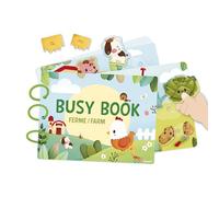 Janod - Busy Book Thème Ferme - Français/Anglais - 18 Pages d'Activités pour Bébés et Enfants - Busy Board & Jouet Educatif Maternelle - Apprentissage Chiffres, Alphabet, Animaux... - Dès 3 Ans