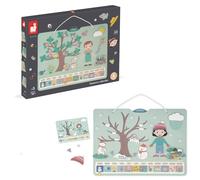 Janod - Calendrier des Saisons - Calendrier Enfant Educatif en Bois 42 x 32 cm - Magnétique - 125 Magnets - Apprentissage du Temps et des Saisons - Version Française - dès 3 Ans, J05470