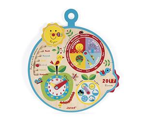 Janod - Calendrier Enfant Educatif Au Fil du Temps - en Bois - Dès 3 Ans, Version Française, J09617