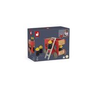 Janod - Camion de Pompiers en Bois Massif Bolid - 4 Pompiers Inclus - Roues Silencieuses - Imagination et Motricité Fine - Certifié FSC - Peinture à l'eau - Dès 2 Ans, J04632