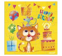Janod - Carte Anniversaire Puzzle - Carte Cadeau Puzzle 25 Pièces Chat + 1 cartonnette + 1 enveloppe - Idéal Cadeau Anniversaire, Carte vœux - Dès 3 Ans