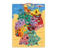 Janod - Carte d'Allemagne Magnétique - Puzzle Enfant en Bois - 79 Pièces Aimantées - Découvrir et Mémoriser - Jeu Éducatif Géographie - Dès 7 Ans, J05477