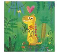 Janod - Carte de Vœux Puzzle - Carte Cadeau Puzzle 25 Pièces Dino + 1 Carte + 1 enveloppe - Idéal Carte Anniversaire, Carte vœux - Dès 3 Ans