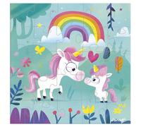 Janod - Carte de Vœux Puzzle - Carte Cadeau Puzzle 25 Pièces Famille Licornes + 1 Carte + 1 enveloppe - Idéal Carte Anniversaire, Carte vœux - Dès 3 Ans