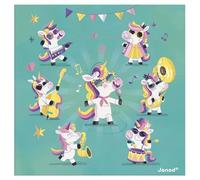 Janod - Carte de Vœux Puzzle - Carte Cadeau Puzzle 25 Pièces Licornes + 1 cartonnette + 1 enveloppe - Idéal Carte Anniversaire et vœux - Dès 3 Ans