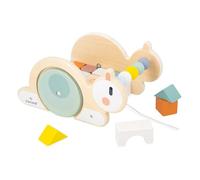 Janod Chariot de cubes Escargot Sweet Cocoon Jouet en bois FSC 16 cubes multicolores Doré