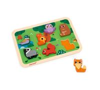 JANOD - Chunky Puzzle La Forêt - Bois FSC - 7 pièces - Développement Motricité Fine,Concentration et Imagination - Dès 18 Mois,J07123