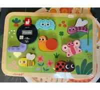 Janod Puzzle Chunky Le Jardin – Bois FSC, 7 pièces – Motricité fine dès 18 mois