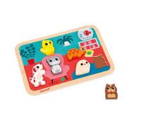 JANOD - Chunky Puzzle Les Animaux Familiers - Bois FSC - 7 pièces - Développement Motricité Fine,Concentration et Imagination - Dès 18 Mois,J07122