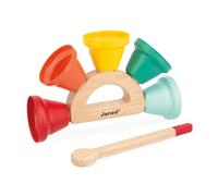 Janod - Clochettes en Métal Gioia - Instrument de Musique Enfant - Jouet d'Imitation et d'Éveil Musical - Poignée et Baguette en Bois FSC - Peinture à l'eau - Dès 18 Mois,J07638