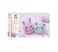 Janod - Coffret Création 2 Pompons - 2 Pelotes de Laine + Feutrine + Autocollants - Inclus Outils de Fabrication des Pompons - Activité DIY Dès 7 Ans