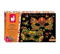 Janod - Coffret Masques et Crayons Fluo - Les Ateliers du Calme - Kit Loisir Créatif Enfant - Apprentissage Motricité Fine et Créativité - Dès 7 Ans, J07944