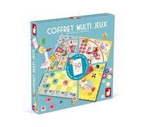 Janod - Coffret Multi-Jeux Carrousel - Jeux de Société Classiques - Dames, Petits Chevaux, Nain Jaune, 7 Familles, Jeu de l'oie - Dès 5 Ans, J02742