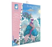 Janod - Coffret Paillettes Sirènes - 3 Tableaux à Décorer avec des Paillettes - Kit Loisir Créatif Enfant - Apprentissage Motricité Fine et Créativité - dès 5 Ans