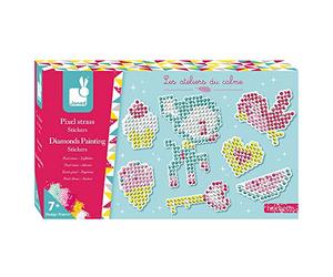 Janod - Coffret Pixel Strass Stickers - Les Ateliers du Calme - Kit Loisir Créatif Enfant - Apprentissage Motricité Fine et Créativité - Dès 7 ans, J07884