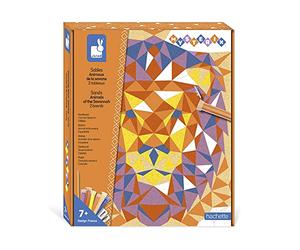Janod - Coffret Sables Animaux de la Savane - 2 Tableaux à Réaliser - Mysterix - Kit Loisir Créatif Enfant - Dextérité et Concentration - Dès 7 Ans, J07978