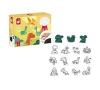 Janod - Coffret Stampinoo Dinosaures - 15 Tampons en Mousse et 1 Encrier pour Petites Mains - Loisirs Créatifs Enfant - Motricité Fine et Créativité - Dès 3 Ans, J07721