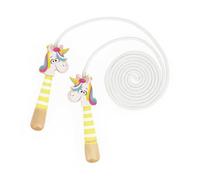 Janod - Corde à Sauter Réglable pour Enfants - Poignées Tetes de Licornes en Bois - 2m de Corde - Idéal pour Jouer en Extérieur et Activités de Plein air - Développe la Motricité - Dès 3 Ans - J03377