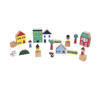 Janod, Cross Roads, Set de 36 Cubes en Bois, Thème Ville, Dès 2 Ans | Jeu de Construction, 25 Cubes, 5 Éléments de Décor et 6 Figurines, Bois FSC, Format Coffret, Stimule l'Imagination