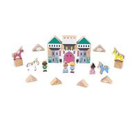 Janod, Cross Roads, Set de 37 Cubes en Bois Massif, Thème Royaume Enchanté | Jeu de Construction Château, 29 Cubes, 4 Personnages et 4 Licornes, Bois FSC, Format Coffret, Stimule l'Imagination Dès 2 Ans