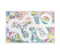 Janod – Tapis de jeu Cross Roads Royaume enchanté, multicolore, antidérapant, 120 x 78 cm, dès 2 ans