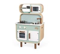 Janod - Cuisine Double Face Cooker Reverso - Cuisinière en Bois pour Enfant Recto-Verso - Cuisinière Lumineuse et Sonore - avec 7 Accessoires - De 3 à 8 Ans, J06594