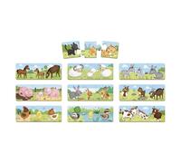 Janod - Dès 3 Ans - Puzzle Trionimo - 10 Puzzles de 3 pièces - 30 pièces - Animaux - Carton FSC - Jeux de mémoire et d'association - J02710