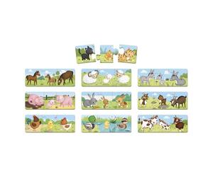 Janod - Dès 3 Ans - Puzzle Trionimo - 10 Puzzles de 3 pièces - 30 pièces - Animaux - Carton FSC - Jeux de mémoire et d'association - J02710