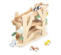 Janod - Descendeur en Bois sur 3 Niveaux- Toboggan des Fourmis avec 4 Voitures incluses - Jouet d'Eveil et Premier Âge - Apprentissage Motricité Fine - Dès 1 an - J04038
