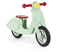 Janod - Draisienne en Bois Scooter Mint - Look Rétro Vintage - Apprentissage Équilibre et Autonomie - Selle Réglable, Pneus Gonflables - Couleur Vert Menthe - Dès 3 ans, J03243