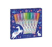 Janod - 8 minis stylos gel pailletés J08935 - Effet pailleté, thème licorne - Dès 6 ans