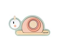 Janod - Empilable Sensoriel Escargot Sweet Cocoon - 6 Pièces en Bois FSC à Empiler - 4 Blocs Sensoriels - Jeu d'Éveil - Développement Motricité Fine et Toucher - Dès 12 Mois,J04052