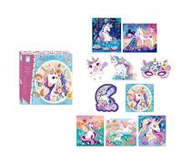 Janod – Coffret créatif Licorne – 13 activités : mosaïques, stickers, papier doré – Dès 6 ans