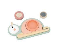 Janod Jeu d'éveil Empilable Sensoriel Escargot 6 pièces Bois FSC Dès 12 mois Vert/Rose