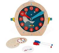 Janod - Essentiel - Apprendre l'Heure - Jeu Educatif Premier Âge en Bois - Apprentissage Chiffres et Mathématiques - 22 Accessoires Inclus - Peinture à l'Eau -Dès 5 Ans, J05076