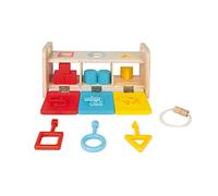Janod - Essentiel - La Boite à Clefs - Jeu Educatif Premier Âge en Bois 2-En-1 - Apprentissage Formes et Couleurs et Motricité Fine - Peinture à l'Eau - Dès 18 Mois, J05065