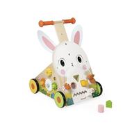 Janod Chariot de marche Farm Rabbit – 9 activités Bois Frein breveté Multicolore