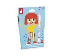 Janod, Feutres Pinceaux, Coffret de 10, Dès 3 Ans | Pointe Souple, Palette de Couleurs Vives, Encre Facilement Lavable, Dessin et Coloriage Enfant