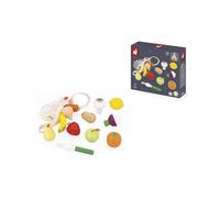 Janod - Filet de 12 Fruits et Légumes - Sac en Toile - Jouet d’Imitation Panier de Courses - Idéal complément Cuisine Enfant et Dinette - Dès 3 Ans, J06639