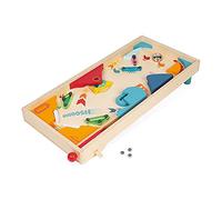Janod - Flipper en Bois Rétro - Jeux de Société Enfant - Jeu d'Adresse - Apprentissage Stratégie et Concentration - Certifié FSC - Dès 5 ans, J02088