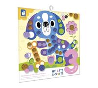 Janod - Gommettes Rondes Dès 3 Ans - 5 Planches de Stickers Ronds + 4 Tableaux - Kit Loisir Créatif Enfant - Apprentissage Motricité Fine et Concentration - 3 Ans