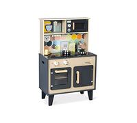 Janod, Grande Cuisine Mozaïc en Bois, 6 Accessoires, Dès 3 Ans | Plaque Sonore et Lumineuse, Four, Micro-Ondes, Placard, Évier, Horloge, Casserole, Passoire et Aliments