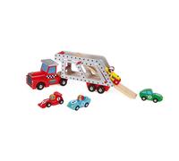 Janod Camion porte-voitures Story 4 Cars — 4 voitures — Multicolore — 24 mois-6 ans