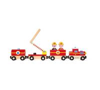 Janod Train en bois Pompiers Story Bleu G
