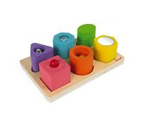 Janod I Wood Shapes & Sounds 6-block Puzzle Multicolore 12 Months-3 Years Enfants