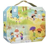 Janod - J02602 - Puzzle Enfant Les Saisons 36 Pièces - Jeu Educatif Motricité Fine et Concentration - Valisette Poignée - Fabriqué en France et Certifié FSC - Dès 4 Ans, Multicolore