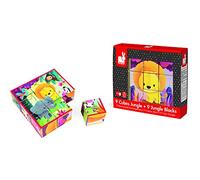 Janod - J02732 - Kubkid - 9 cubes en carton - Animaux de la jungle