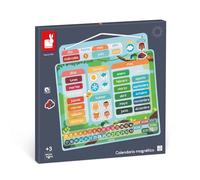 Janod J05460 Calendrier magnétique version espagnole, 71 aimants, jeu éducatif, mieux comprendre le concept du temps et acquérir de l'autonomie, jouet en carton FSC, à partir de 3 ans