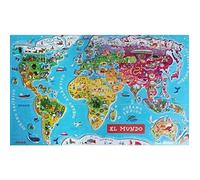 Janod Magnetic World Map Puzzle Spanish Version Multicolore 92 Enfants