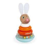 Janod - J08248 - Stackable Culbuto Rabbit (Wood) - Wooden Early-Learning Toy - Educational Game - Fine Motor Skills - 12 Months - Multicolore